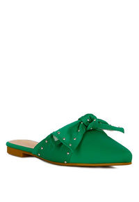 Makeover Studded Bow Flat Mules - 1985 the VAULT Boutique