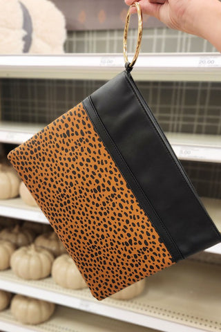 Leopard Gold Ring Vegan Leather Clutch - 1985 the VAULT Boutique