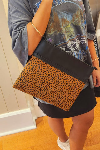 Leopard Gold Ring Vegan Leather Clutch - 1985 the VAULT Boutique