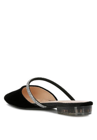 Turnon Velvet Diamante Detail Flat Mules - 1985 the VAULT Boutique