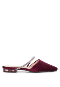 Turnon Velvet Diamante Detail Flat Mules - 1985 the VAULT Boutique