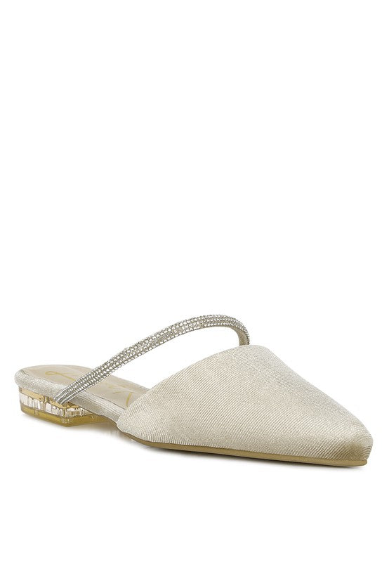 Turnon Velvet Diamante Detail Flat Mules - 1985 the VAULT Boutique