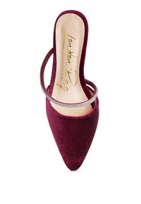 Turnon Velvet Diamante Detail Flat Mules - 1985 the VAULT Boutique