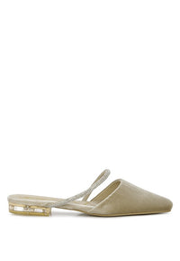 Turnon Velvet Diamante Detail Flat Mules - 1985 the VAULT Boutique