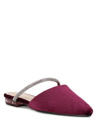 Turnon Velvet Diamante Detail Flat Mules - 1985 the VAULT Boutique