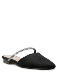 Turnon Velvet Diamante Detail Flat Mules - 1985 the VAULT Boutique