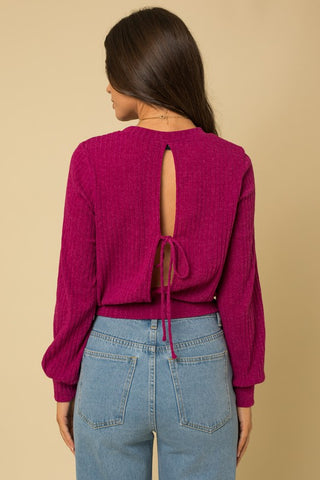 L/S Back Open Tie Top - 1985 the VAULT Boutique