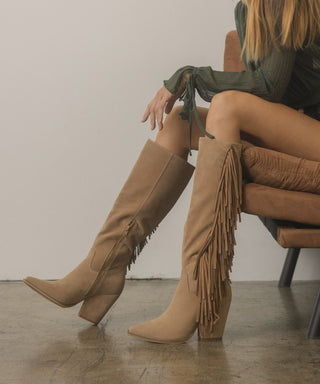 OASIS SOCIETY OUT WEST - Knee-High Fringe Boots - 1985 the VAULT Boutique