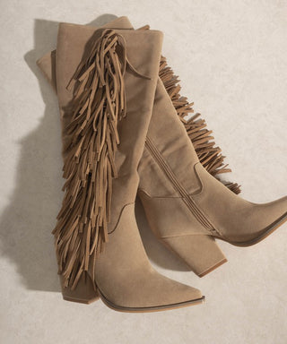 OASIS SOCIETY OUT WEST - Knee-High Fringe Boots - 1985 the VAULT Boutique