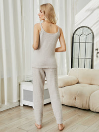 Fuzzy V-Neck Cami and Pants Lounge Set - 1985 the VAULT Boutique