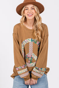 SAGE + FIG Peace Applique Patch Long Sleeve Top - 1985 the VAULT Boutique