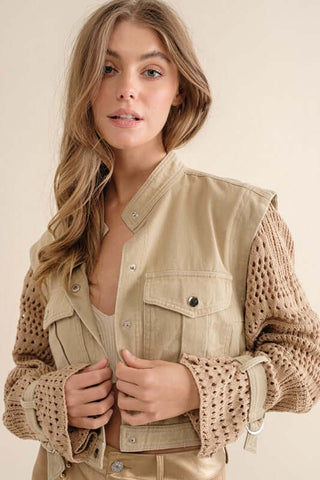 Twill Crop Crochet SLV Jacket - 1985 the VAULT Boutique