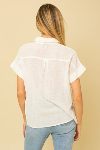 Short Sleeve Button Down Blouse - 1985 the VAULT Boutique