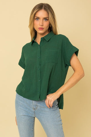 Short Sleeve Button Down Blouse - 1985 the VAULT Boutique