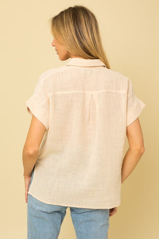 Short Sleeve Button Down Blouse - 1985 the VAULT Boutique