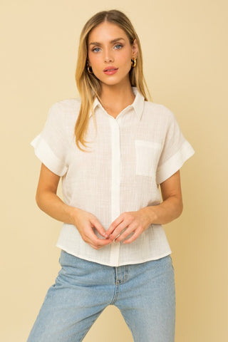 Short Sleeve Button Down Blouse - 1985 the VAULT Boutique