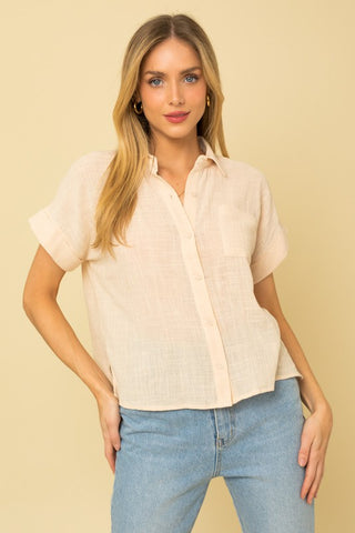 Short Sleeve Button Down Blouse - 1985 the VAULT Boutique