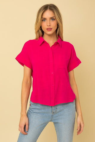 Short Sleeve Button Down Blouse - 1985 the VAULT Boutique