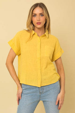 Short Sleeve Button Down Blouse - 1985 the VAULT Boutique