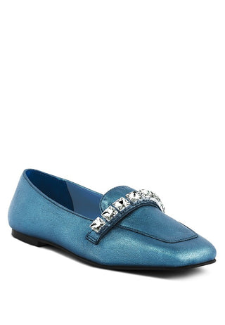 CHURROS Metallic Diamante Leather Loafers - 1985 the VAULT Boutique