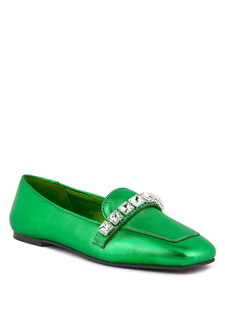 CHURROS Metallic Diamante Leather Loafers - 1985 the VAULT Boutique