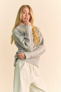 Davi & Dani Cable-Knit Turtleneck Dropped Shoulder Sweater - 1985 the VAULT Boutique