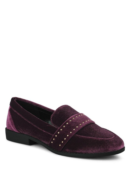 Walkin Stud Detail Velvet Loafers - 1985 the VAULT Boutique