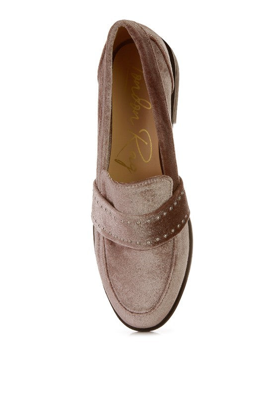 Walkin Stud Detail Velvet Loafers - 1985 the VAULT Boutique