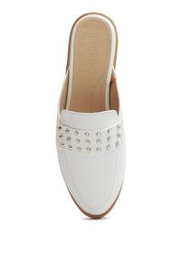 YASHTA Patent Studded Flat Mules - 1985 the VAULT Boutique