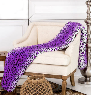 Leopard Purple Warm Cozy Throw Flannel Blanket - 1985 the VAULT Boutique