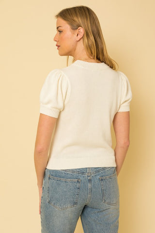 Hello Beautiful Short Sleeve Sweater Top - 1985 the VAULT Boutique