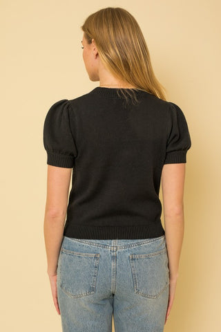 Hello Beautiful Short Sleeve Sweater Top - 1985 the VAULT Boutique