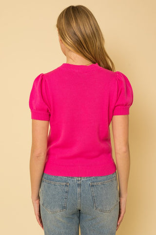 Hello Beautiful Short Sleeve Sweater Top - 1985 the VAULT Boutique