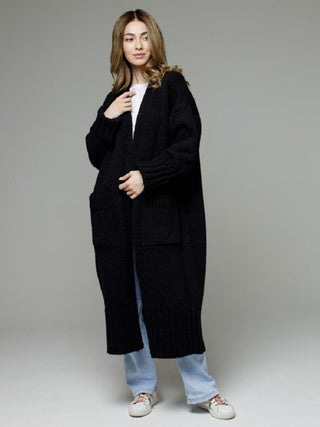 Pocketed Open Front Dropped Shoulder Cardigan - 1985 the VAULT Boutique