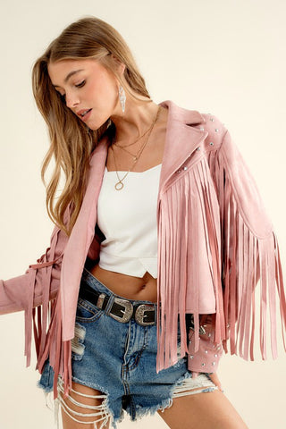 Studded Fringe Open Western Jacket - 1985 the VAULT Boutique