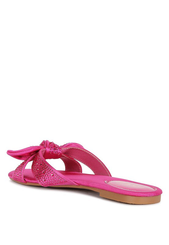 Fleurette Fushia Bow Flat Sandals - 1985 the VAULT Boutique