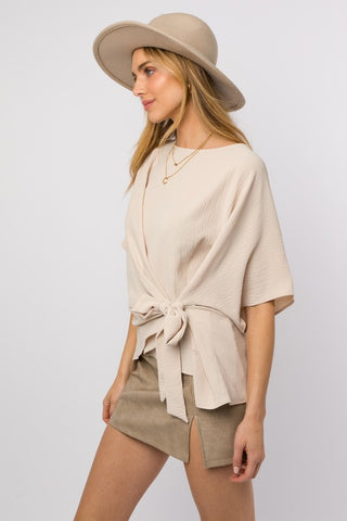 3/4 Sleeve Side Tie Top - 1985 the VAULT Boutique