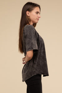 Basic Back Patch Crinkle Washed Raglan Sleeve T-Shirt - 1985 the VAULT Boutique