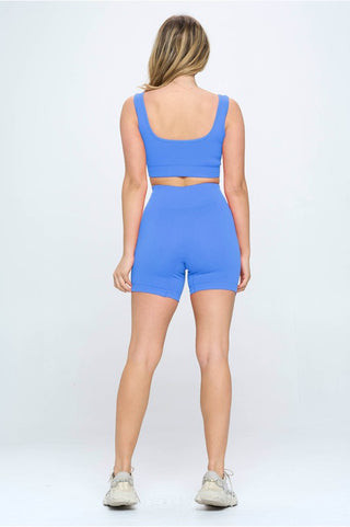 2 piece Seamless Ribbed Tank Top  Biker Shorts - 1985 the VAULT Boutique