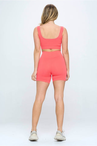 2 piece Seamless Ribbed Tank Top  Biker Shorts - 1985 the VAULT Boutique