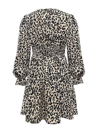 Leopard V-Neck Flounce Sleeve Dress - 1985 the VAULT Boutique