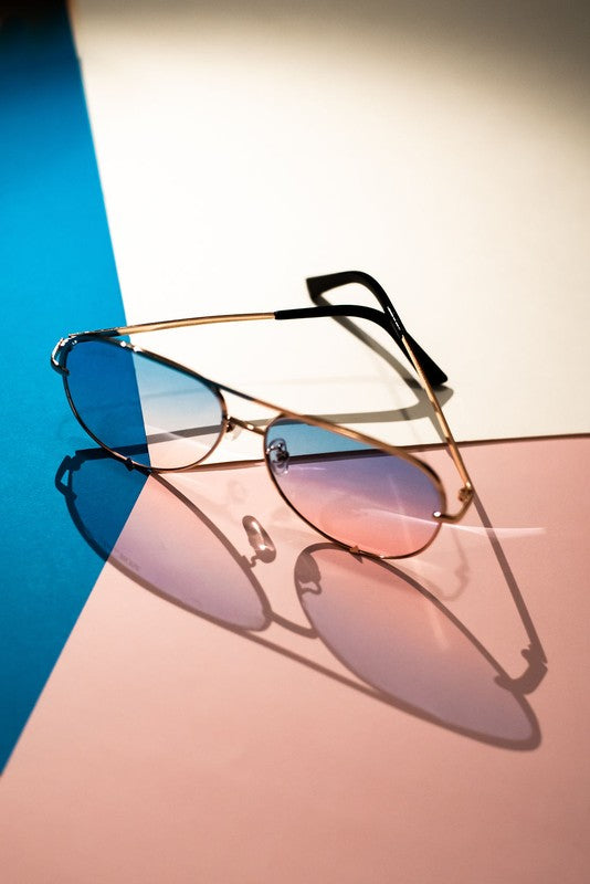 Gold Blue Pink  Unisex Aviator Sunglasses - 1985 the VAULT Boutique