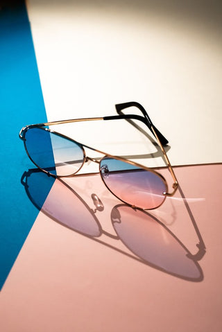 Gold Blue Pink Unisex Aviator Sunglasses - 1985 the VAULT Boutique