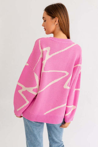 Abstract Pattern Oversized Sweater Top - 1985 the VAULT Boutique