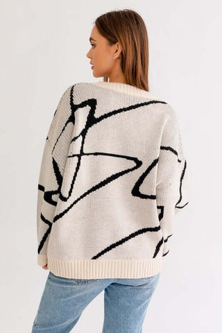 Abstract Pattern Oversized Sweater Top - 1985 the VAULT Boutique