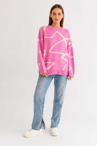 Abstract Pattern Oversized Sweater Top - 1985 the VAULT Boutique