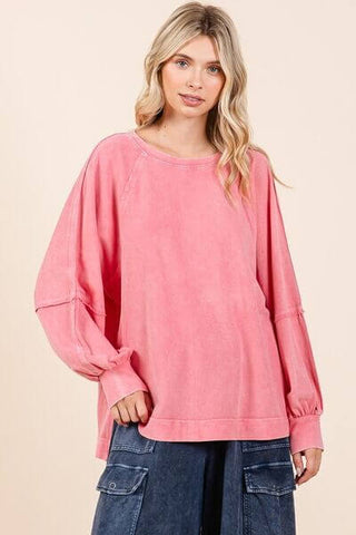 Mittoshop Mineral Wash Raglan Long Sleeve Oversized Top - 1985 the VAULT Boutique