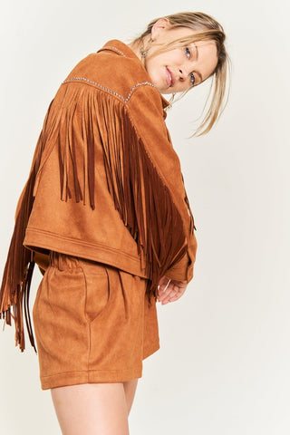 Suede Studded Fringe Jacket - 1985 the VAULT Boutique