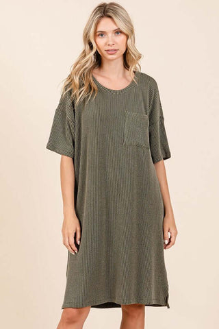 Mittoshop Urban Rib Knit Short Sleeve Tee Dress - 1985 the VAULT Boutique