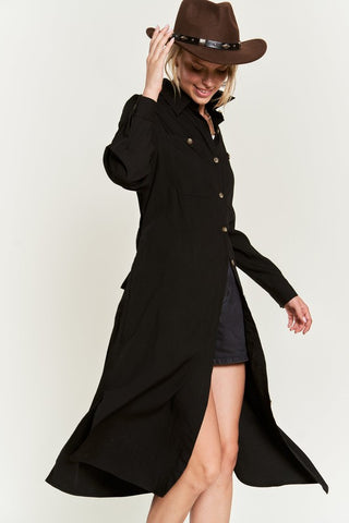 SOLID BUTTON DOWN BELTED LONG DRESS - 1985 the VAULT Boutique